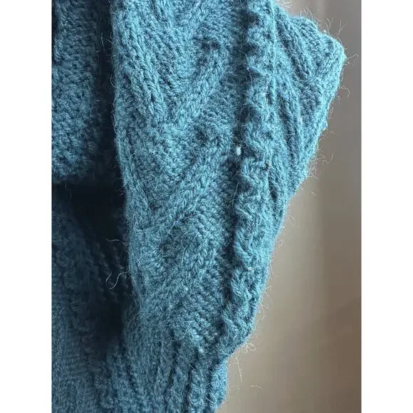 An Irish Traditional Handknit Cardigan Fisherman Sweater Pure New Wool Ireland - Picture 9 of 16